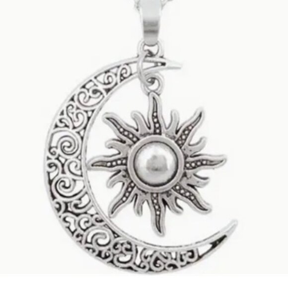 Moon & Sun Celestial Pendant with Intricate Detailing Necklace - Picture 1 of 5